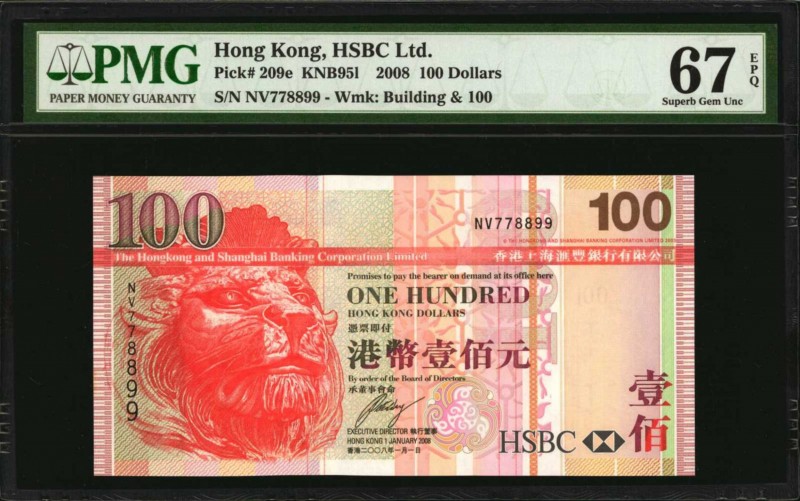 HONG KONG

(t) HONG KONG. Lot of (2) HSBC Ltd. 100 Dollars, 2008. P-209e. Fanc...