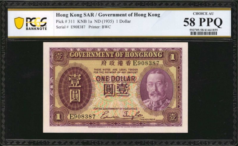 HONG KONG

HONG KONG. Government of Hong Kong. 1 Dollar, ND (1935). P-311. PCG...