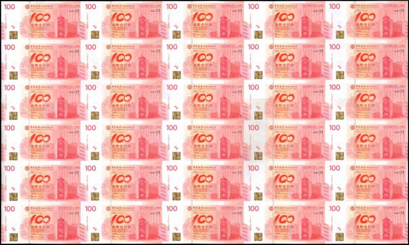 HONG KONG

(t) HONG KONG. Bank of China. Uncut Sheet of (30) 100 Dollars, 2012...