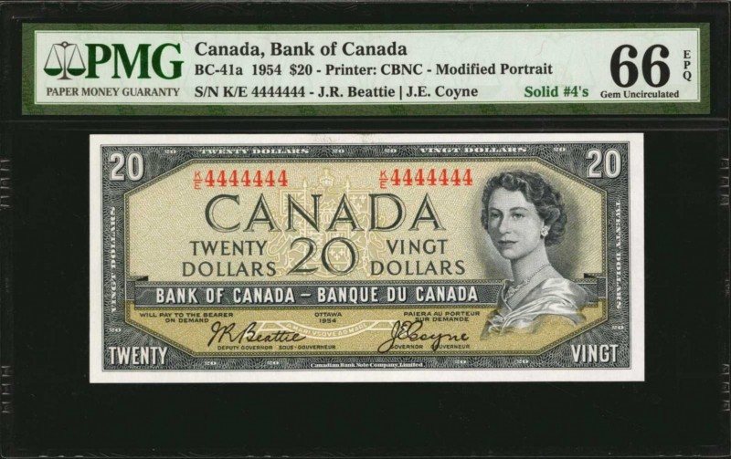 CANADA

CANADA. Bank of Canada. 20 Dollars, 1954. BC-41a. Solid Serial Number....