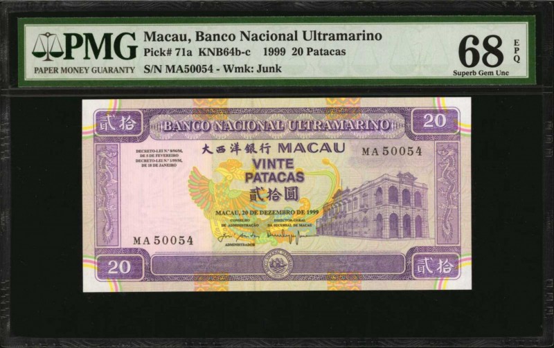 MACAU

MACAU. Lot of (4) Banco Nacional Ultramarino. 20, 50, 100 & 500 Patacas...