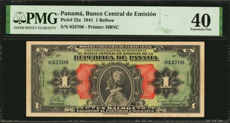 PANAMA

PANAMA. Republica de Panama. 1 Balboa, 1941. P-22a. PMG Extremely Fine...