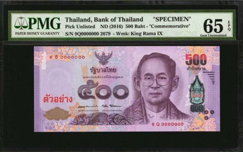 THAILAND

THAILAND. Bank of Thailand. 500 Baht, ND (2016). P-Unlisted. Specime...