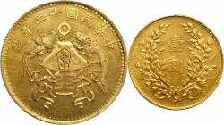 Year 10 to 18 (1921-1929) [no Yuan Shih-kai types]

Small Character Dragon and Phoenix Gold Dollar

(t) CHINA. Gold Dollar Pattern, Year 12 (1923)...