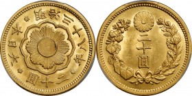 JAPAN

JAPAN. 20 Yen, Year 38 (1905). Osaka Mint. Mutsuhito (Meiji). PCGS MS-63 Gold Shield.

Fr-50; KM-Y-34; JNDA-01-6. Perfectly struck with bou...