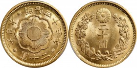 JAPAN

JAPAN. 20 Yen, Year 43 (1910). Osaka Mint. Mutsuhito (Meiji). PCGS MS-64 Gold Shield.

Fr-50; KM-Y-34; JNDA-01-6. A tone-free example with ...