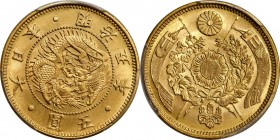 JAPAN

JAPAN. 5 Yen, Year 5 (1872). Osaka Mint. Mutsuhito (Meiji). PCGS MS-66 Gold Shield.

Fr-47; KM-Y-11a; JNDA-01-3a. Fully struck with silky, ...