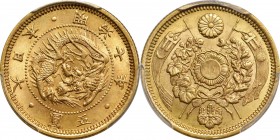 JAPAN

JAPAN. 5 Yen, Year 7 (1874). Osaka Mint. Mutsuhito (Meiji). PCGS MS-66 Gold Shield.

Fr-47; KM-Y-11a; JNDA-01-3a. A very elusive date, with...