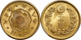 JAPAN

JAPAN. 20 Yen, Year 8 (1919). Osaka Mint. Yoshihito (Taisho). PCGS MS-66 Gold Shield.

Fr-53; KM-Y-40.2; JNDA-01-6. Bordering on pristine, ...