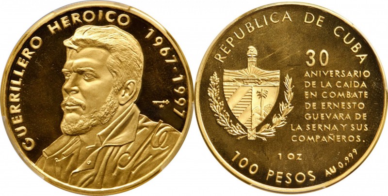 CUBA

CUBA. 100 Pesos, 1997. Havana Mint. PCGS PROOF-67 Gold Shield.

Fr-90;...