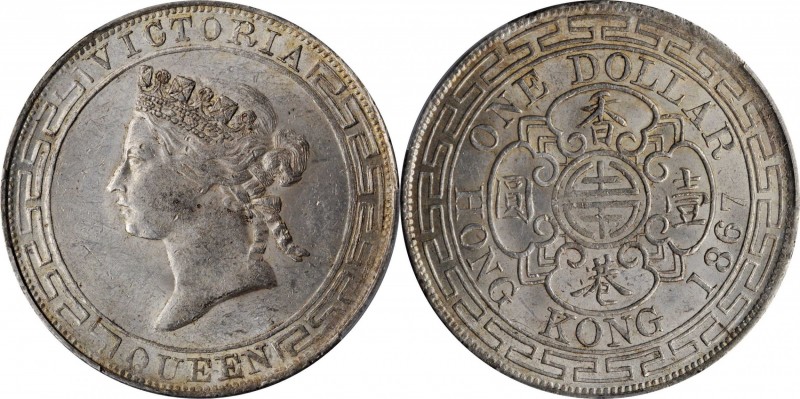 HONG KONG

(t) HONG KONG. Dollar, 1867. Hong Kong Mint. Victoria. PCGS AU-58 G...