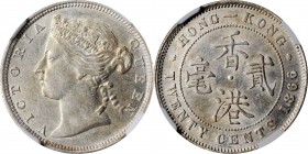 HONG KONG

(t) HONG KONG. 20 Cents, 1866. Hong Kong Mint. Victoria. NGC AU-58.

KM-7; Mars-C28. A bright and well struck coin with abundant frosty...