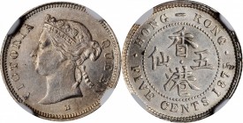 HONG KONG

HONG KONG. 5 Cents, 1875-H. Heaton Mint. Victoria. NGC MS-63.

KM-5; Mars-C8. Lightly toned and without marks, this minor presents stee...