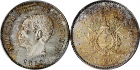 CAMBODIA

CAMBODIA. 2 Francs, 1860. Phnom Penh Mint. Norodom I. PCGS PROOF-65 Gold Shield.

KMX-M7; Lec-67a; Gad-7. Reeded edge. Incredibly vibran...