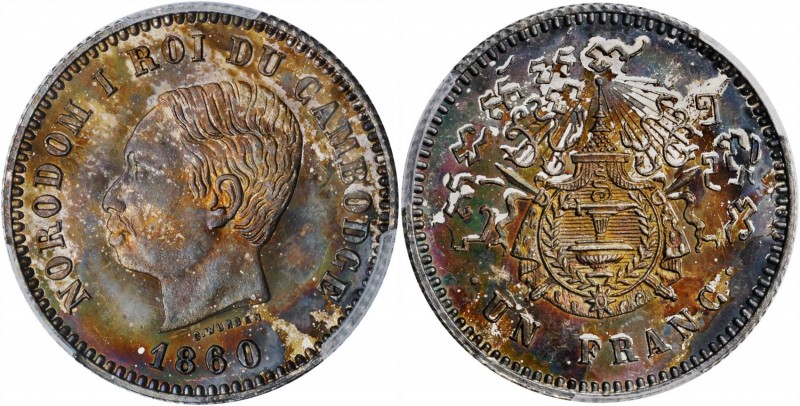 CAMBODIA

CAMBODIA. Franc, 1860. Phnom Penh Mint. Norodom I. PCGS PROOF-66 Gol...