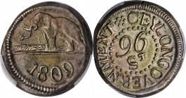 CEYLON

CEYLON. 96 Stivers, 1809. Colombo Mint. George III. PCGS AU-53 Gold Shield.

KM-79; Prid-3. Variety with no dashes under "T". A solid over...
