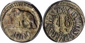 CEYLON

CEYLON. 48 Stivers, 1809. Colombo Mint. George III. PCGS AU-55 Gold Shield.

KM-77; Prid-13. Variety with no dashes under "T". Sporting a ...