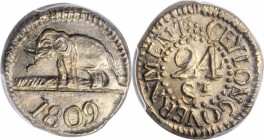 CEYLON

CEYLON. 24 Stivers, 1809. Colombo Mint. George III. PCGS MS-63 Gold Shield.

KM-76; Prid-20. Variety with one dash under "T". Finest certi...