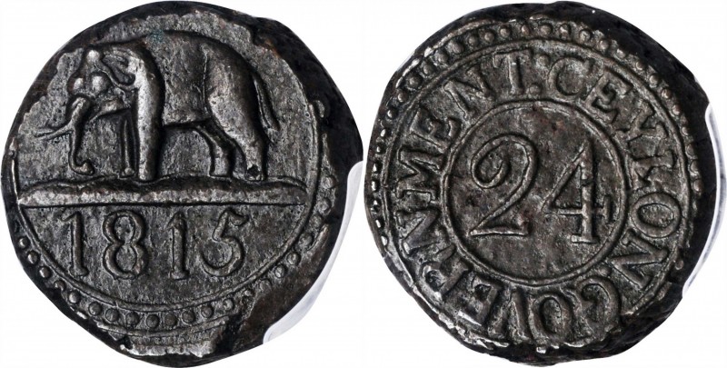 CEYLON

CEYLON. 1/24 Rixdollar, 1815. Colombo Mint. George III. PCGS AU-55 Gol...
