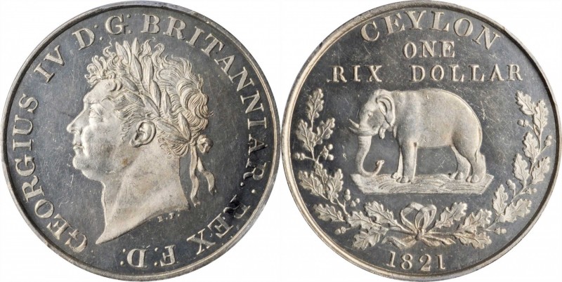 CEYLON

CEYLON. Rixdollar, 1821. London Mint. George IV. PCGS PROOF-63 Cameo G...