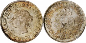 CEYLON

CEYLON. 50 Cents, 1892. Victoria. PCGS MS-65 Gold Shield.

KM-96. A robust, vibrant Gem, this minor represents the first year of issue and...