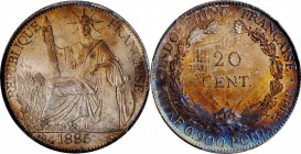 FRENCH INDO-CHINA

FRENCH INDO-CHINA. 20 Cents, 1885-A. Paris Mint. PCGS MS-64 Gold Shield.

KM-3; Lec-188. Tied for second finest certified with ...
