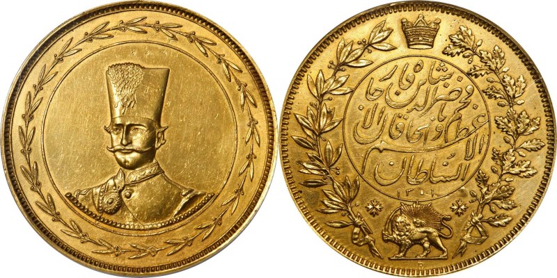 IRAN

Massive 25 Toman Presentation in Gold

IRAN. 25 Toman, AH 1301-B (1883...