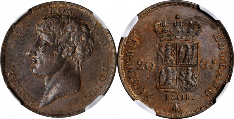 NETHERLANDS

NETHERLANDS. Kingdom of Holland. Copper 20 Gulden Pattern, 1808. ...