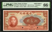 CHINA--REPUBLIC

(t) CHINA--REPUBLIC. Bank of China. 50 Yuan, 1940. P-87ds. Specimen. PMG Gem Uncirculated 66 EPQ.

(S/M#C294-243). Chungking. Ser...