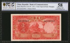 CHINA--REPUBLIC

(t) CHINA--REPUBLIC. Bank of Communications. 1 Yuan, 1931. P-148c. PCGS GSG Choice About Uncirculated 58.

Printed by TDLR. Shang...