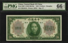 CHINA--REPUBLIC

CHINA--REPUBLIC. Central Bank of China. 5 Dollars, 1930. P-200f. PMG Gem Uncirculated 66 EPQ.

(S/M#C300-50e). Signature #7. Shan...