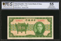 CHINA--REPUBLIC

(t) CHINA--REPUBLIC. Central Bank of China. 5 Yuan, 1937. P-222. PCGS Banknote About Uncirculated 55.

Printed by CHB. Wide margi...