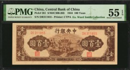 CHINA--REPUBLIC

CHINA--REPUBLIC. Central Bank of China. 100 Yuan, 1944. P-261. PMG About Uncirculated 55 EPQ. Plate Note Smith & Matravers 1st Edit...