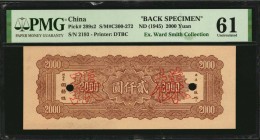 CHINA--REPUBLIC

CHINA--REPUBLIC. Central Bank of China. 2000 Yuan, ND (1945). P-299S2. Back Specimen. PMG Uncirculated 61.

(S/M#C300-272). PMG c...