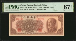 CHINA--REPUBLIC

(t) CHINA--REPUBLIC. Central Bank of China. 1,000,000 Yuan, 1949. P-426. PMG Superb Gem Uncirculated 67 EPQ.

(S/M#C302-75). Bloc...