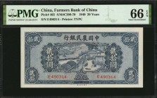 CHINA--REPUBLIC

CHINA--REPUBLIC. Farmers Bank of China. 20 Yuan, 1940. P-465. PMG Gem Uncirculated 66 EPQ.

Printed by TYPC. Appealing Gem detail...