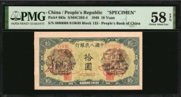 CHINA--PEOPLE'S REPUBLIC

(t) CHINA--PEOPLE'S REPUBLIC. People's Bank of China. 10 Yuan, 1948. P-803s. Specimen. PMG Choice About Uncirculated 58 EP...