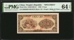 CHINA--PEOPLE'S REPUBLIC

(t) CHINA--PEOPLE'S REPUBLIC. People's Bank of China. 5 Yuan, 1949. P-813s. Specimen. PMG Choice Uncirculated 64 EPQ.

(...