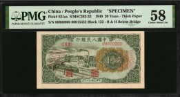 CHINA--PEOPLE'S REPUBLIC

(t) CHINA--PEOPLE'S REPUBLIC. People's Bank of China. 200 Yuan, 1949. P-821as. Specimen. PMG Choice About Uncirculated 58....