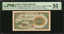 CHINA--PEOPLE'S REPUBLIC

CHINA--PEOPLE'S REPUBLIC. People's Bank of China. 20 Yuan, 1949. P-821b. PMG About Uncirculated 55.

(S/M#C282-32). Bloc...
