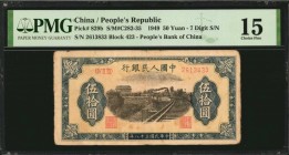 CHINA--PEOPLE'S REPUBLIC

CHINA--PEOPLE'S REPUBLIC. People's Bank of China. 50 Yuan, 1949. P-829b. PMG Choice Fine 15.

(S/M#C282-35). Block 423. ...