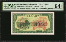 CHINA--PEOPLE'S REPUBLIC

(t) CHINA--PEOPLE'S REPUBLIC. People's Bank of China. 500 Yuan, 1949. P-846s. Specimen. PMG Choice Uncirculated 64 EPQ.
...