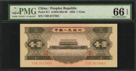 CHINA--PEOPLE'S REPUBLIC

CHINA--PEOPLE'S REPUBLIC. People's Bank of China. 1 Yuan, 1956. P-871. PMG Gem Uncirculated 66 EPQ.

(S/M#C283-40). Wate...