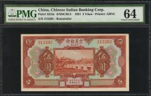 CHINA--FOREIGN BANKS

CHINA--FOREIGN BANKS. Chinese Italian Banking Corporation. 5 Yuan, 1921. P-S254r. Remainder. PMG Choice Uncirculated 64.

(S...