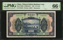 CHINA--FOREIGN BANKS

CHINA--FOREIGN BANKS. Chinese Italian Banking Corporation. 10 Yuan, 1921. P-S255r. Remainder. PMG Gem Uncirculated 66 EPQ.

...
