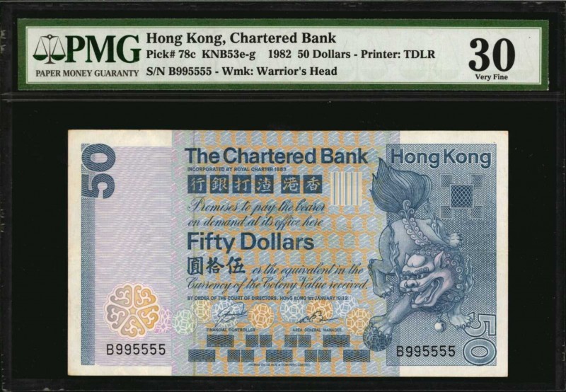 HONG KONG

(t) HONG KONG. Chartered Bank. 50 Dollars, 1982. P-78c. PMG Very Fi...