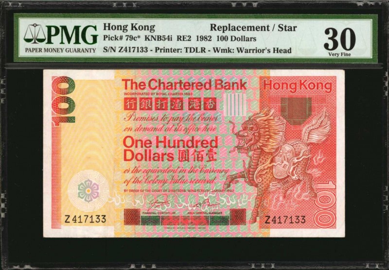 HONG KONG

(t) HONG KONG. Chartered Bank. 100 Dollars, 1982. P-79C*. Replaceme...