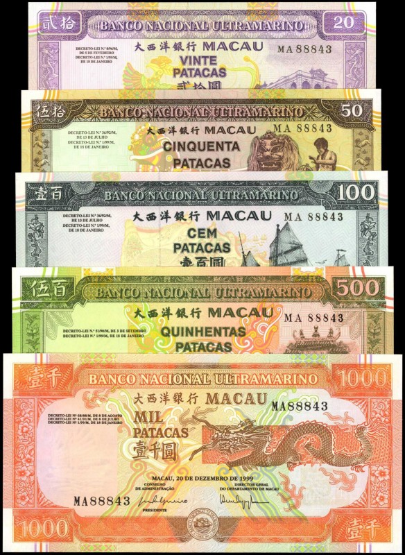 MACAU

MACAU. Lot of (5) Banco Nacional Ultramarino. 20, 50, 100, 500 & 1000 P...