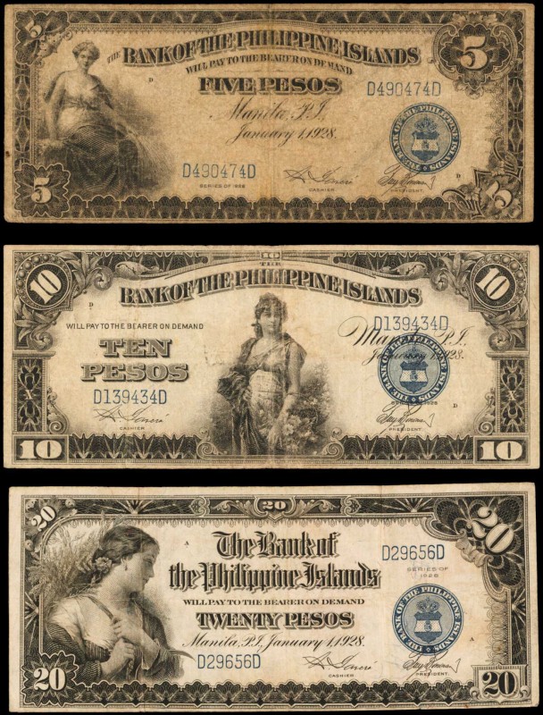 PHILIPPINES

Very Rare Quality for the Type

PHILIPPINES. Lot of (3) Bank of...