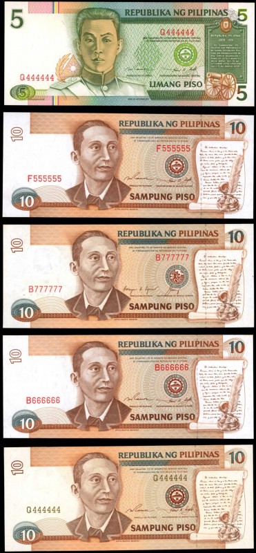 PHILIPPINES

PHILIPPINES. Lot of (8) Republika ng Pilipinas. 5 to 20 Piso. P-V...